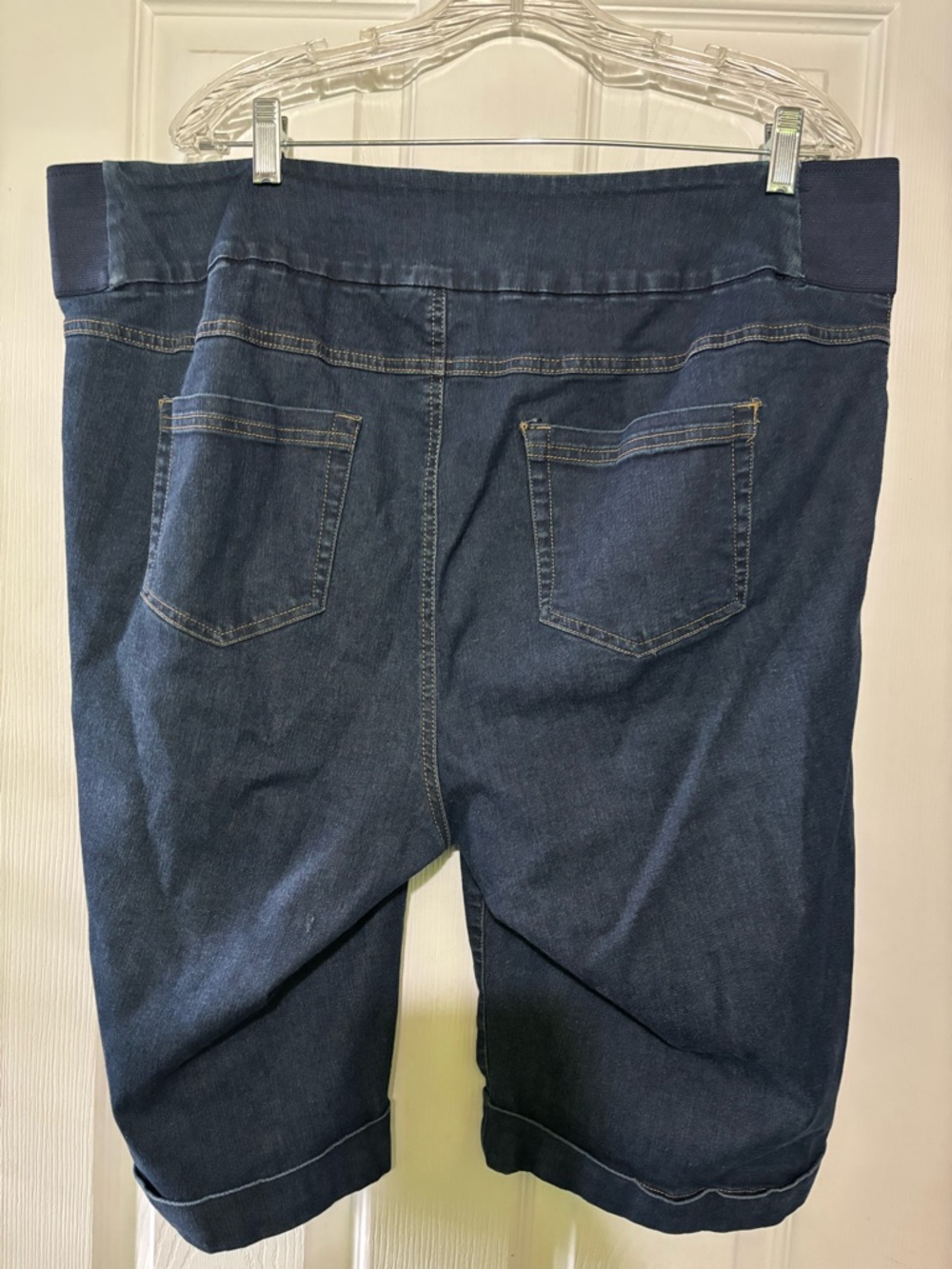 Woman Within Navy Blue Denim Shorts - Picture 3 of 3